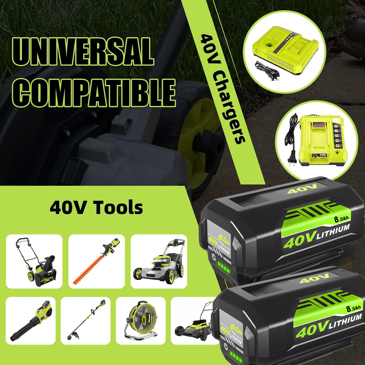40V Battery For Ryobi 40Volt OP4050 OP40602 OP4030 Lithium Battery/Charger NEW