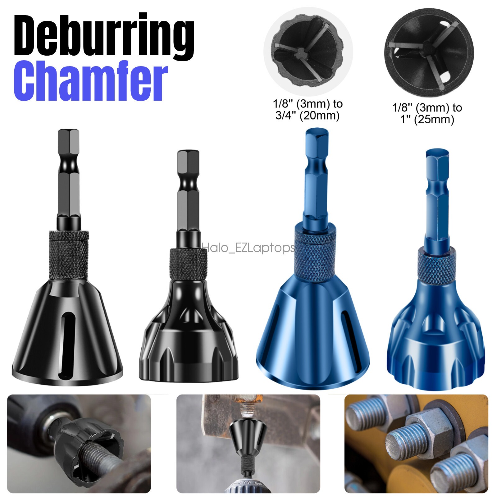 2Pcs External Deburring Chamfer Tool 1/4″ Hex Shank Drill Bit Burr Remover