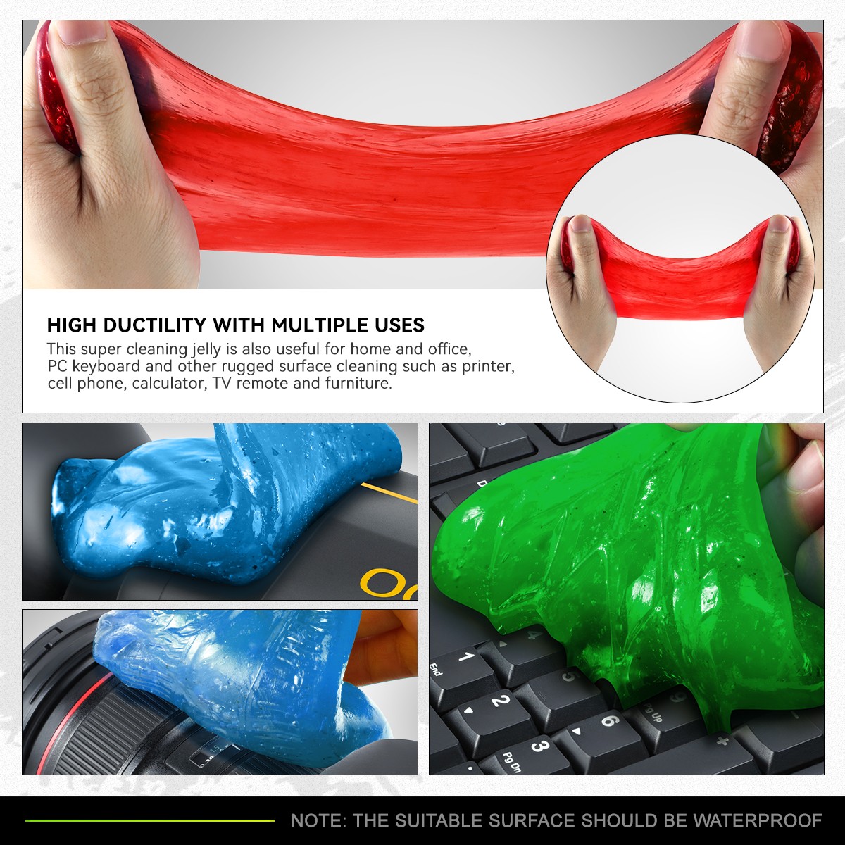 DNA Motoring 3x Universal Keyboard Dust Sticky Cleaning Gel Jelly Blue+Red+Green