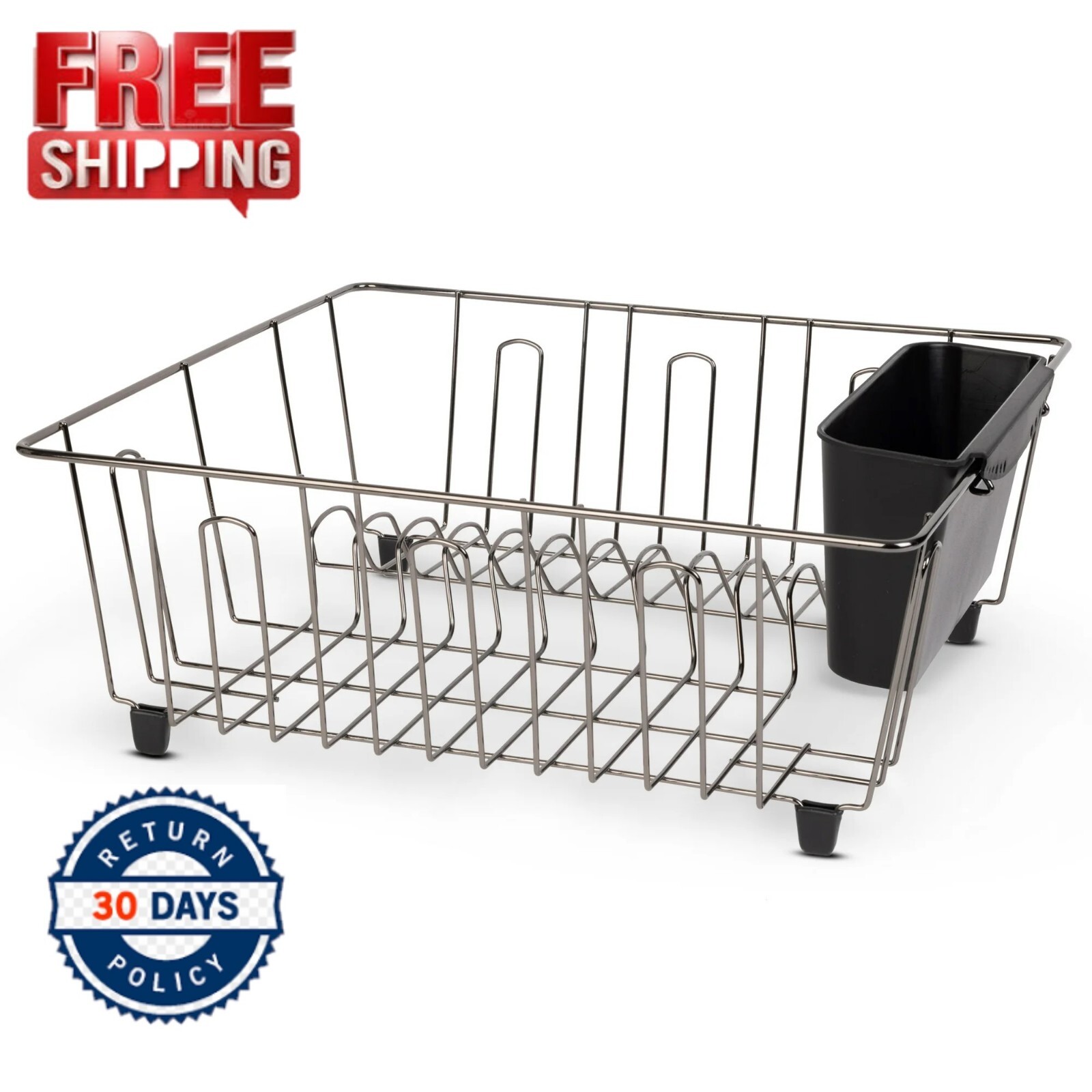 Mainstays Small Dish Drainer Rack – Chrome/Black