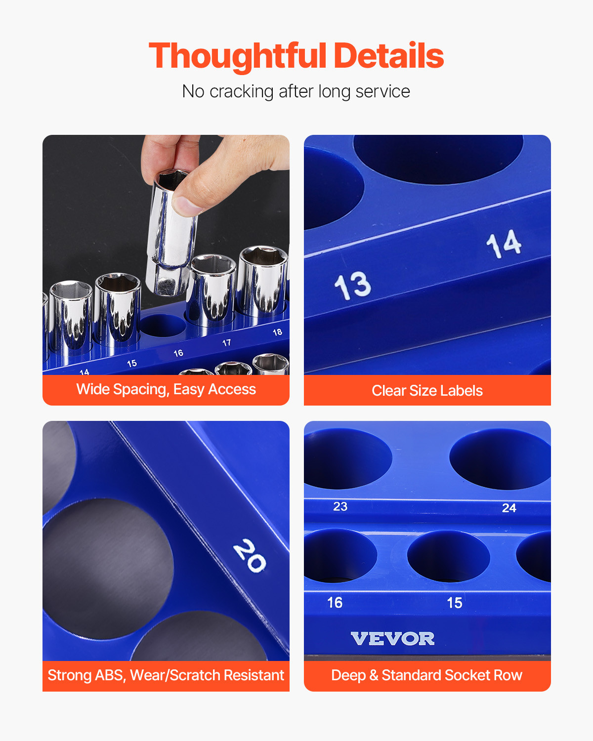 VEVOR Magnetic Socket Organizer Set 8PCS Socket Trays Blue & Red for Metric SAE
