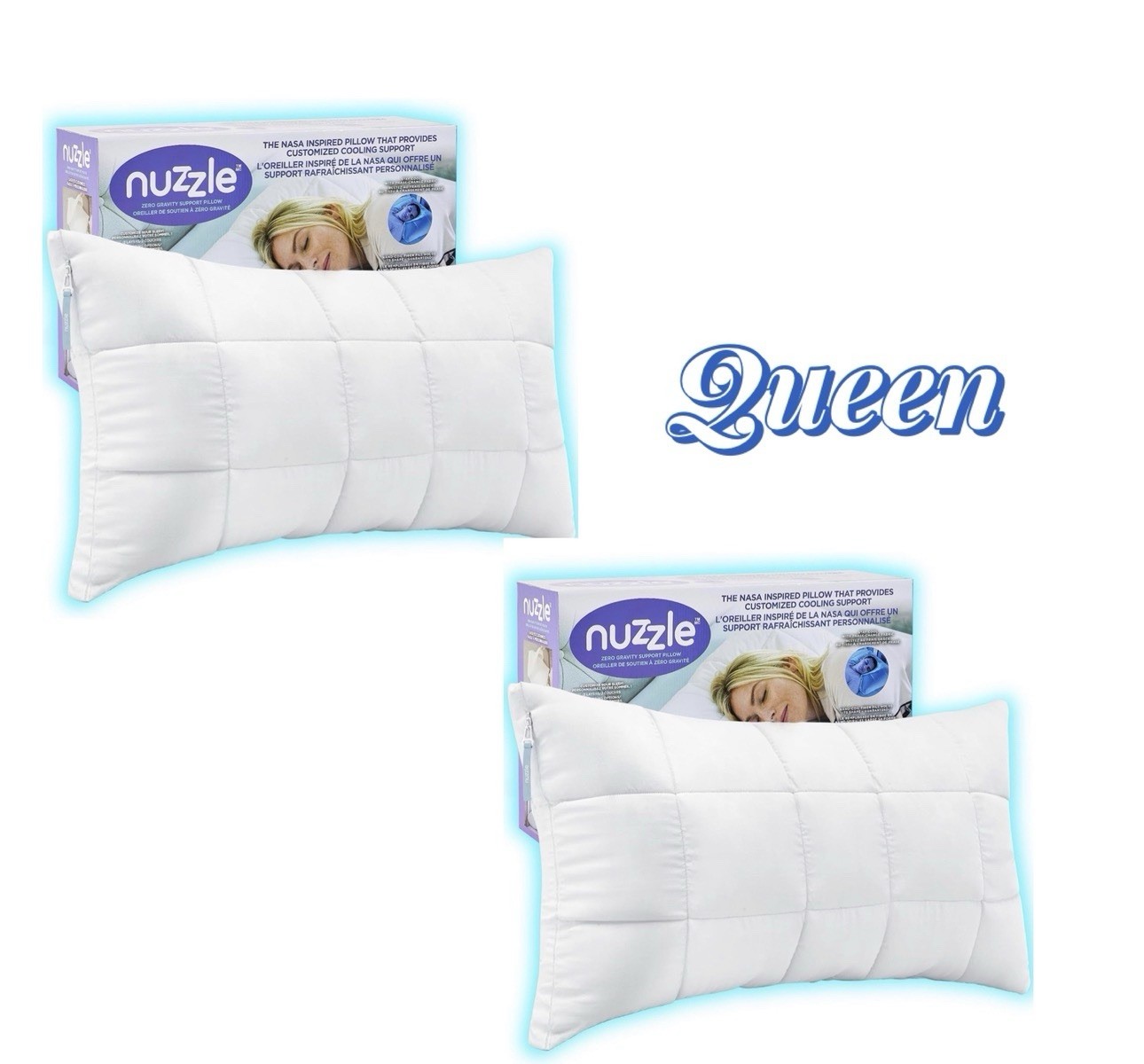 Nuzzle Cooling Adjustable Pillow for Side Queen Size (Set of 2), White