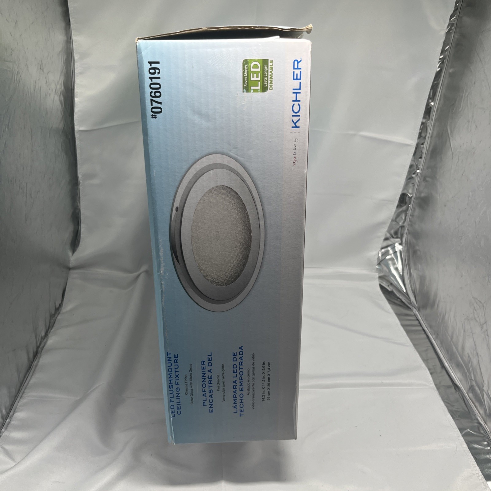 Kichler 14”/ 14.2-in chrome LED Dimmable flush mount Kitchen light 0760191