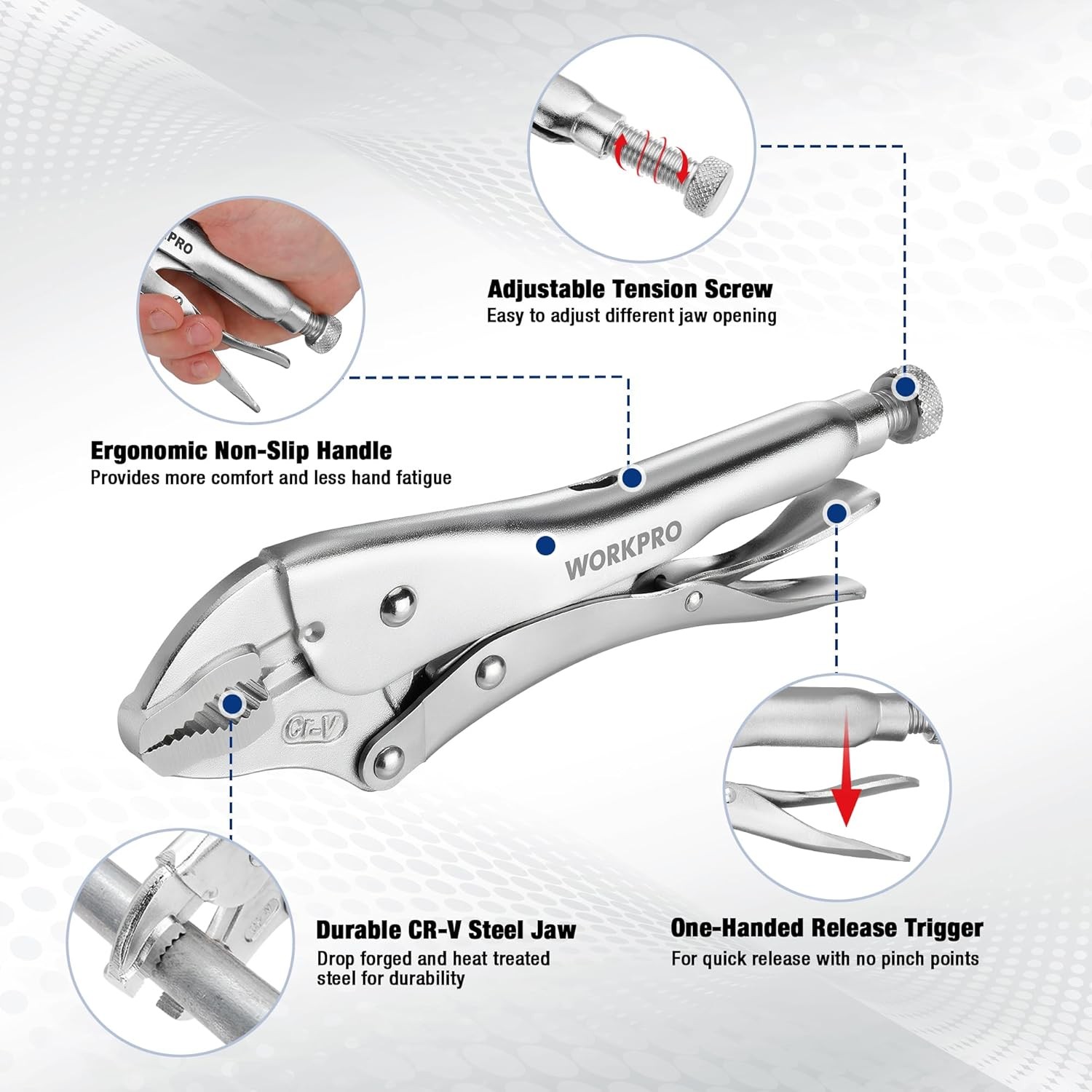 WORKPRO 5-Piece Locking Pliers Set Vice Grips w/Chrome-vanadium Steel Tool Set