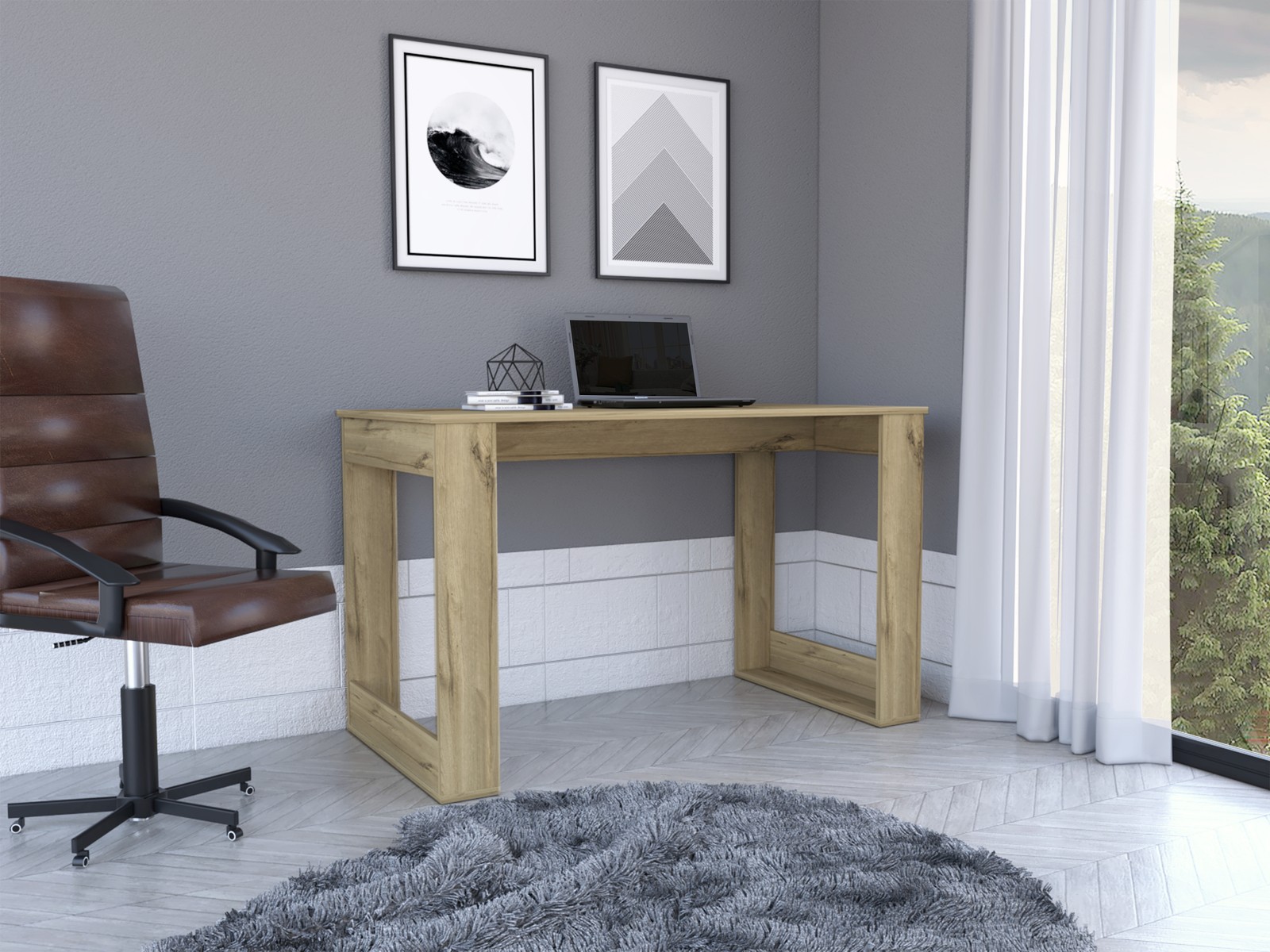 Aurora Writing Computer Desk, Home Office Study Table Workstation US