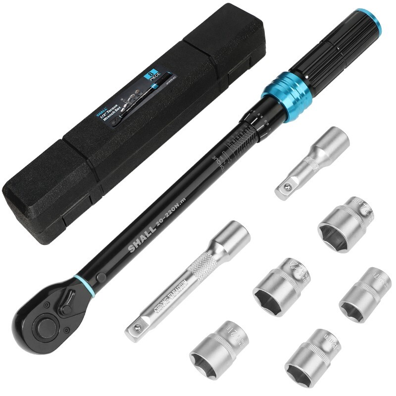 SHALL 1/4″ 3/8″1/2″ Torque Wrench Set,2-220Nm Dual Direction Adjustable 72 Tooth