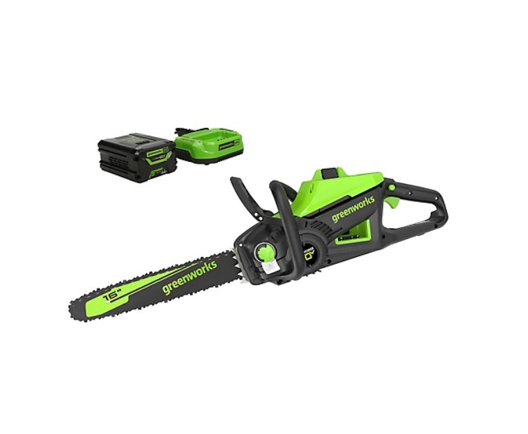 Greenworks 60V Max 16″ Brushless Chainsaw 2.5Ah Battery Charger