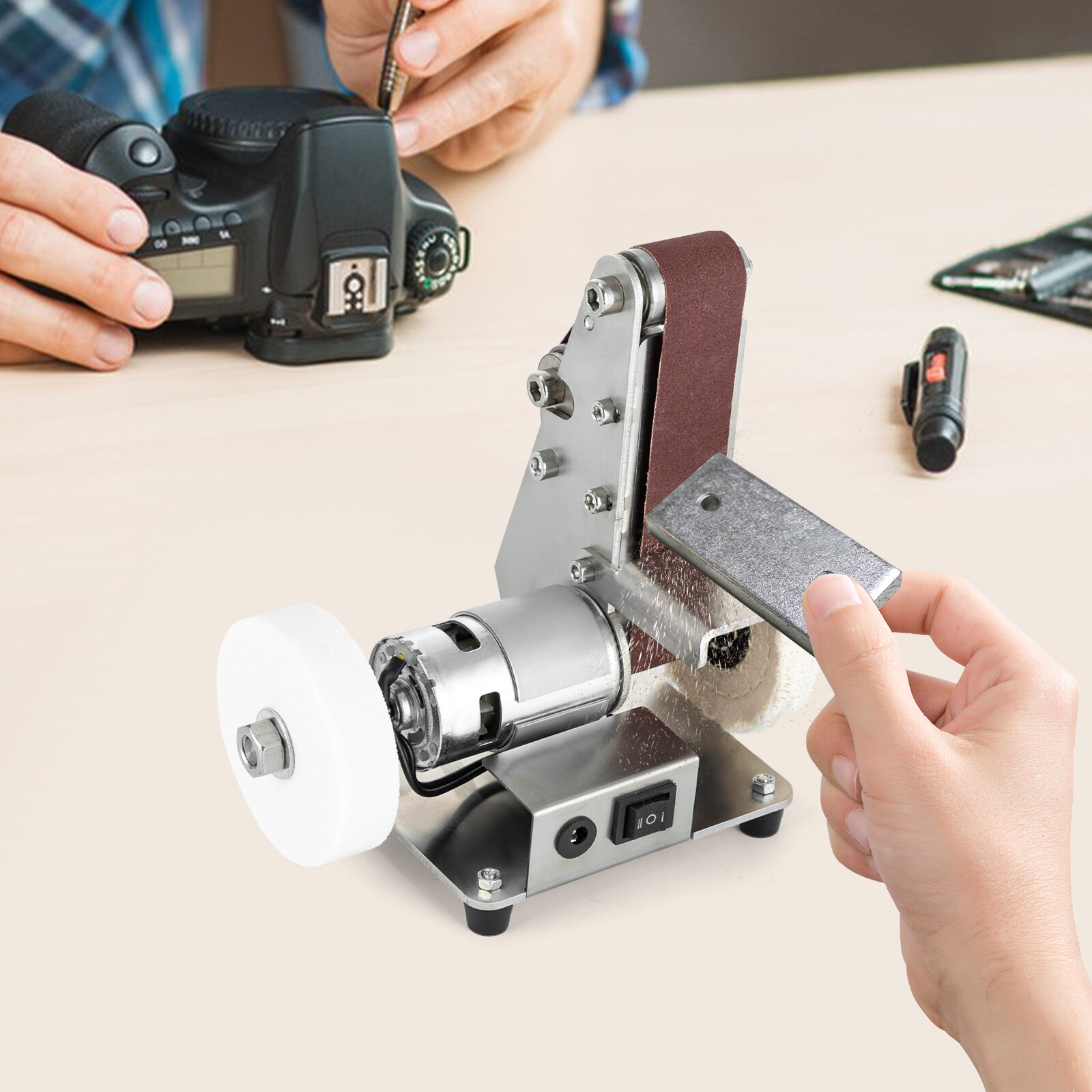 Mini Belt Sander, Electric Bench Grinder Sanding Machine, Table Top Grinder New