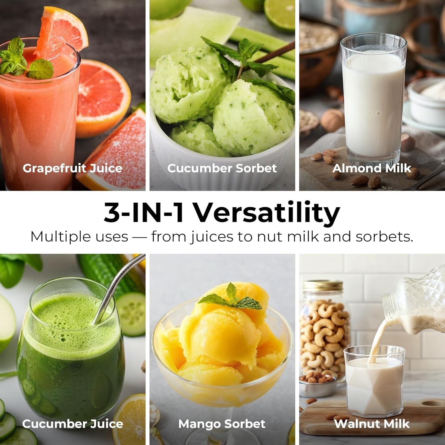 High-Performance Cold Press Juicer: 250W Motor, 100oz with Dishwasher Safe Parts