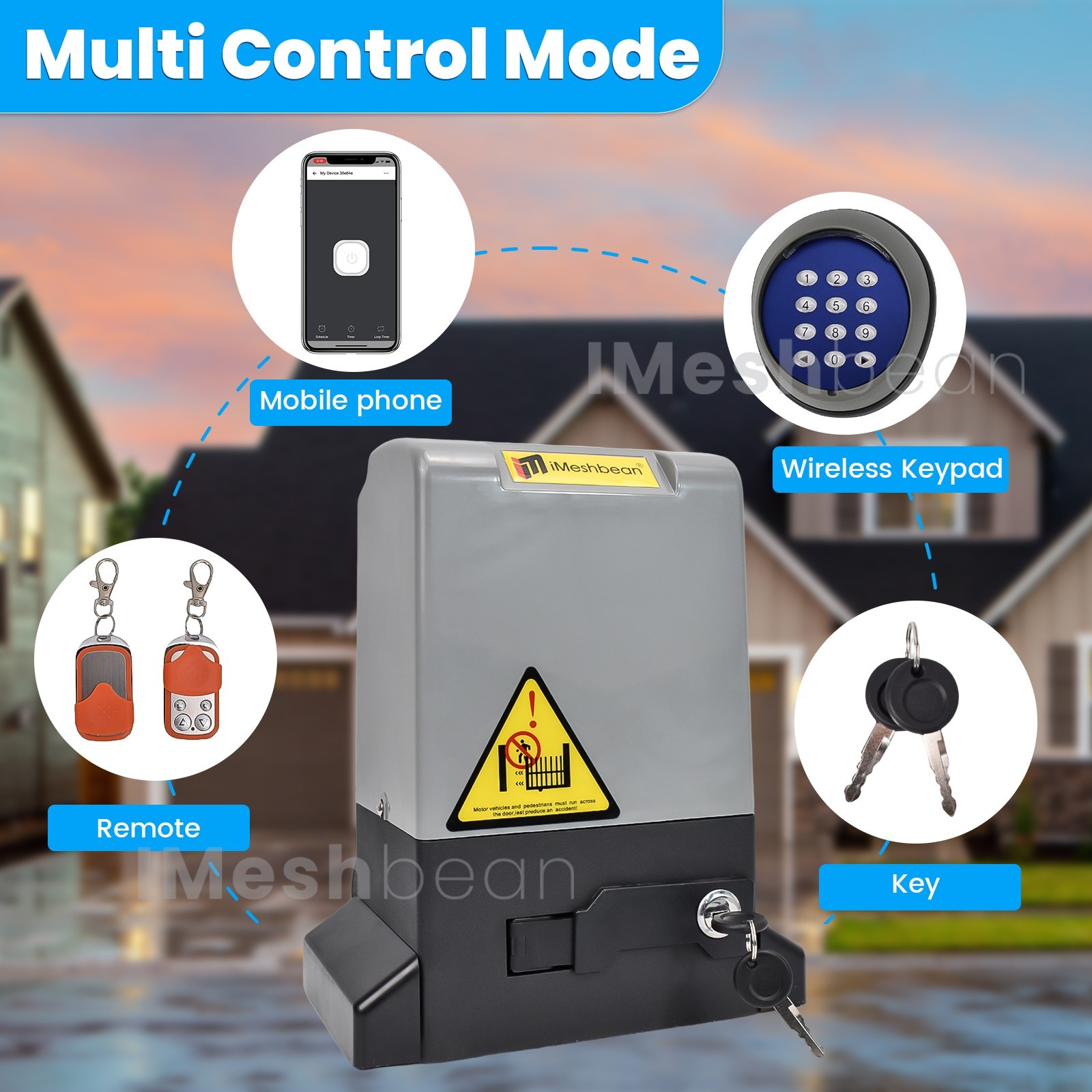 1.6HP 5000LBS Automatic Electric Sliding Gate Opener Kit APP Keypad 4 Remotes