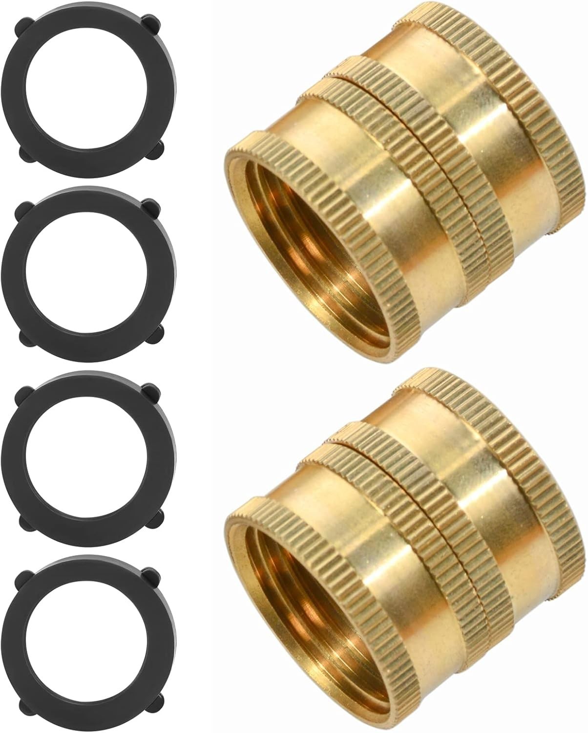 2 Pack 3/4 Inch Garden Hose Connector Dual Swivel Male to Male Double Female Fit
