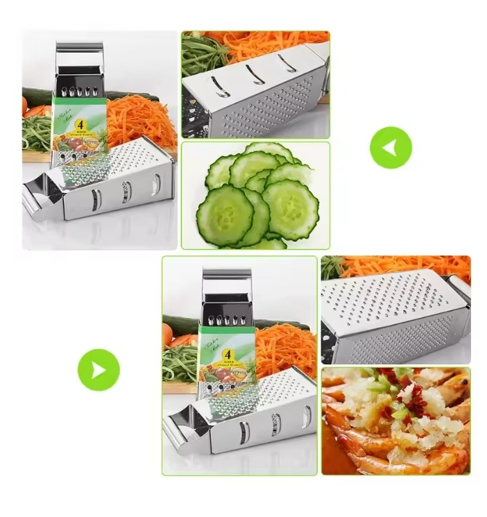 Kitchen Stainless Steel 4-Sided Box Food Grater Vegetable Cheese Slicer Shredder