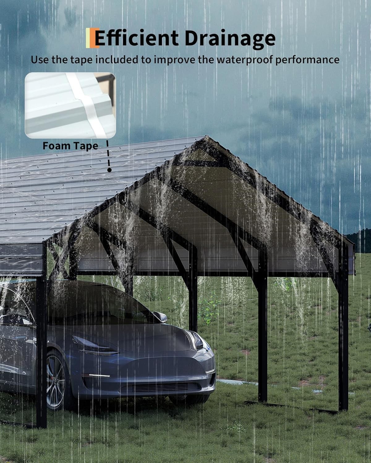 12x20FT Metal Carport Heavy Duty Reinforced Steel Roof All-Weather Shelter Cars