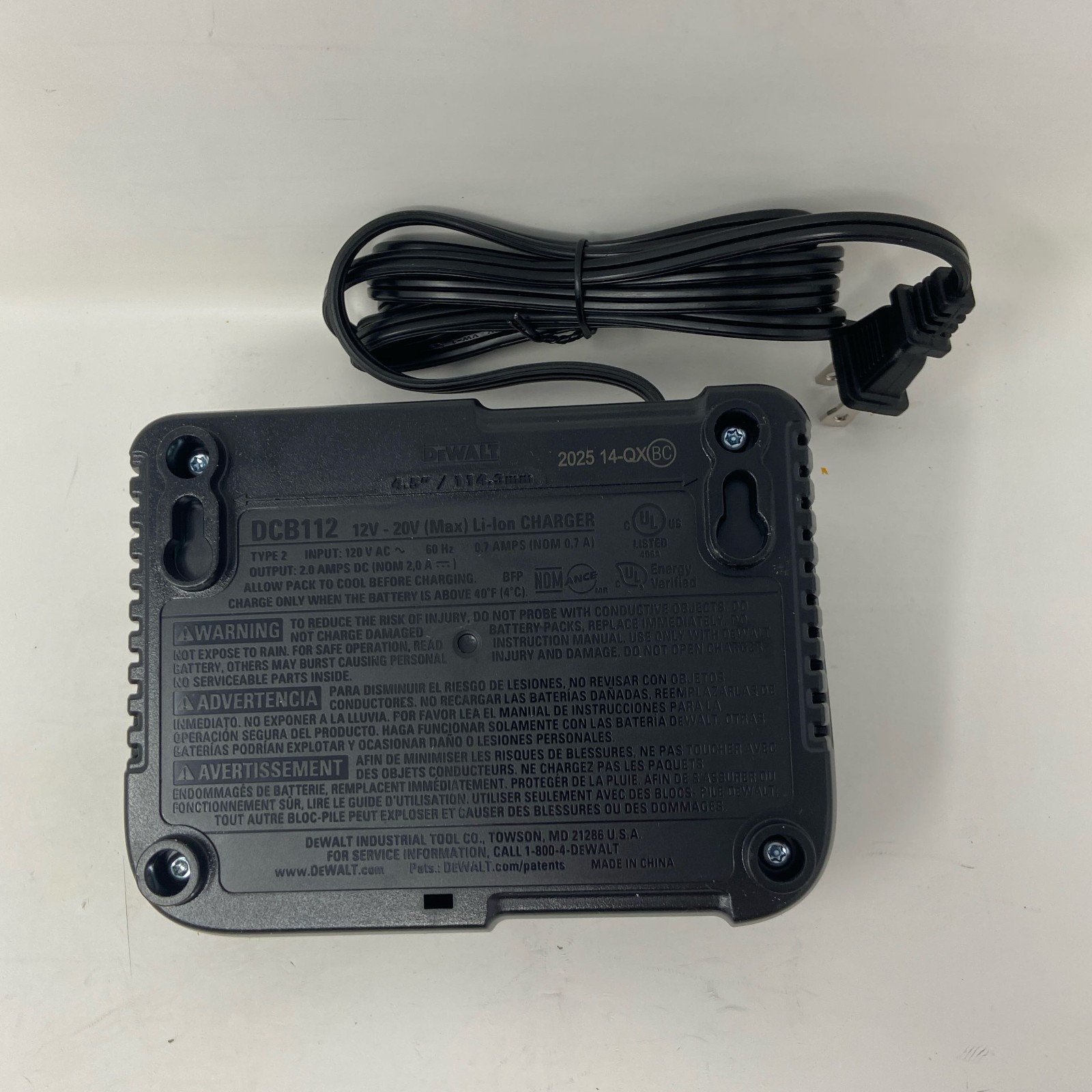 DeWalt DCB112 12v/20v MAX LITHIUM ION Li-ion Battery Charger – N17