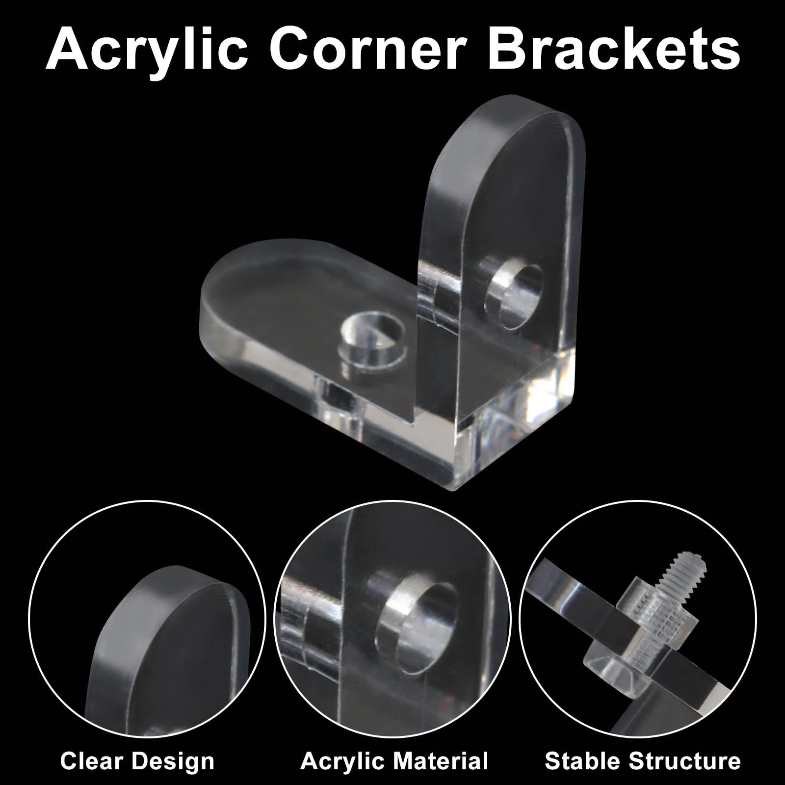 Piutouyar 20 Pack Acrylic L Brackets, Clear L-Shaped Corner Brace