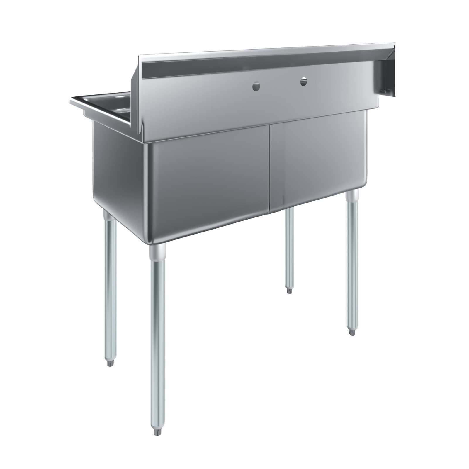 41 in. x 23.5 in. Stainless steel Two Compartment Sink with 18 in. x 18 in. Bowl