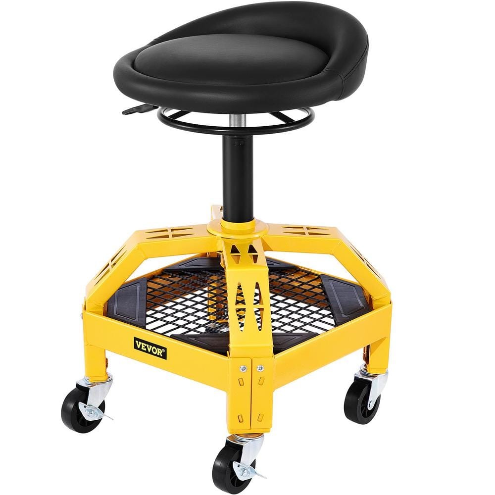 VEVOR Rolling Garage Stool 300 Lbs. Load 24 in. to 28.7 in. w/ 360 Wheel Tray