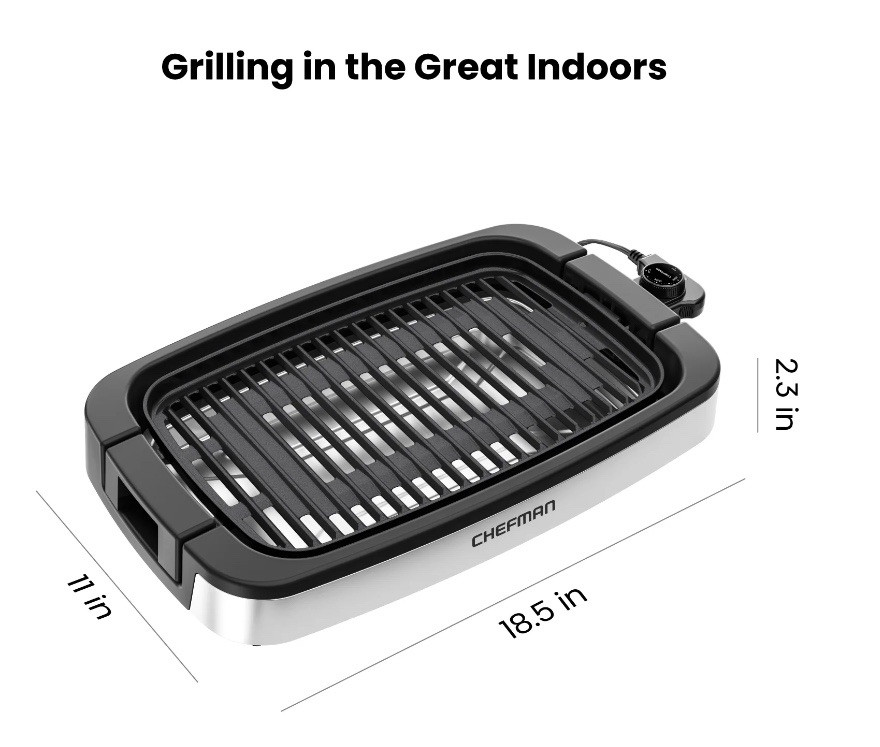 New NIB Chefman Smokeless Indoor Electric Grill Adjustable Temperature Control