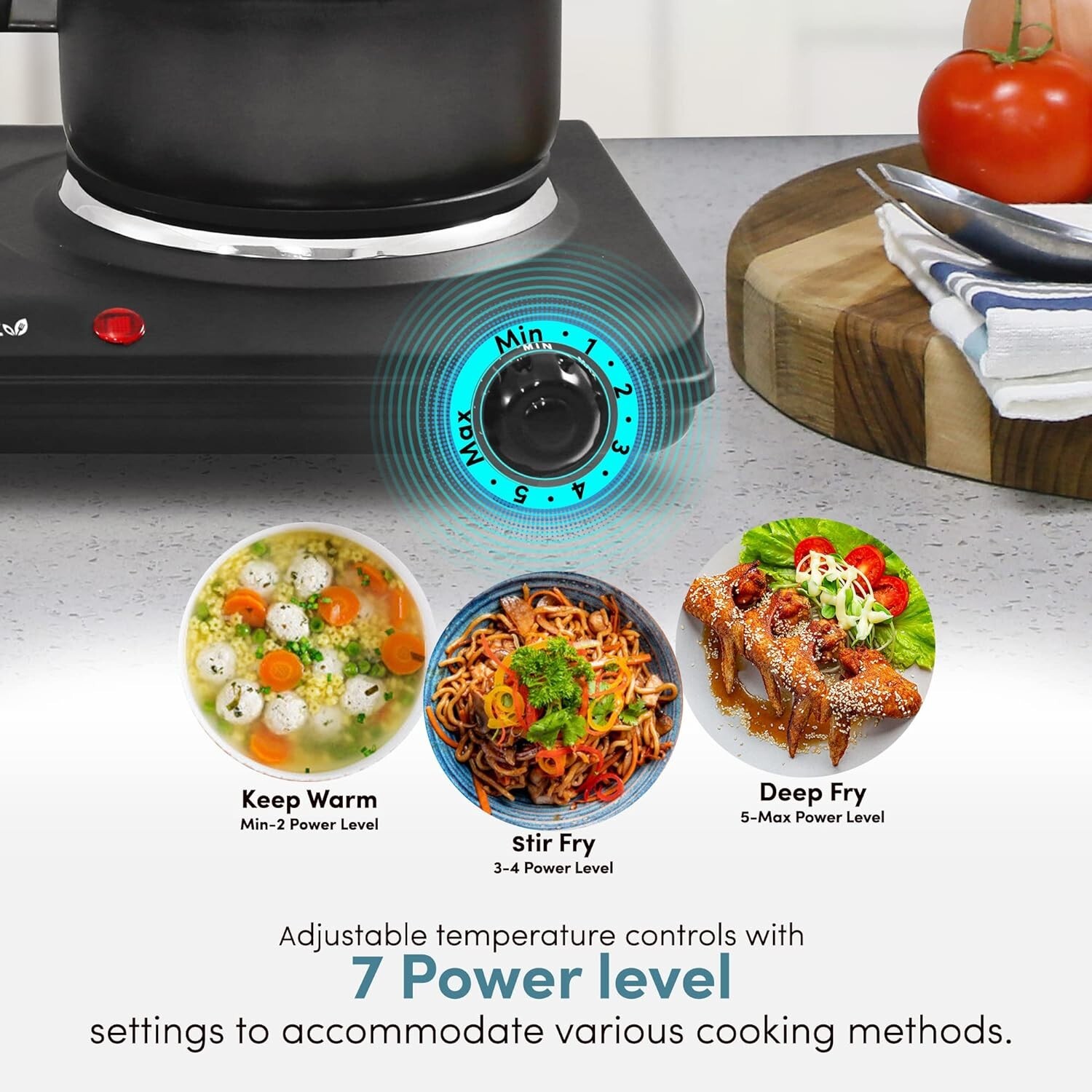 Portable Small Electric Stove Top 2 Burners Double Plate Cast Iron Countertop
