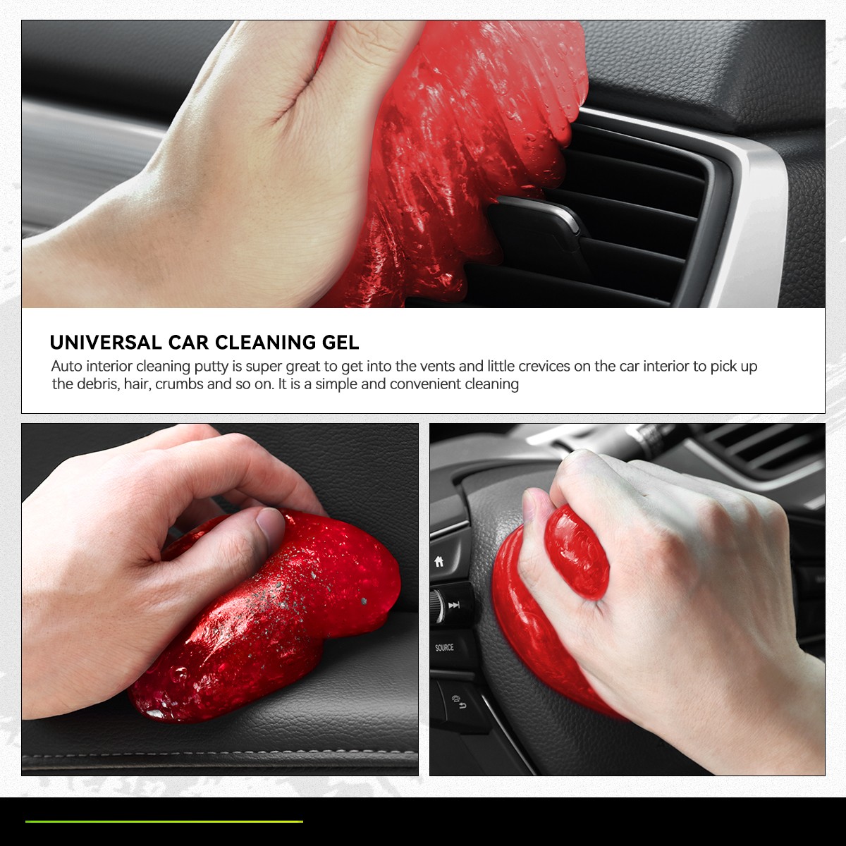 DNA Motoring Universal Car Keyboard Office Dust Sticky Cleaning Gel Jelly Red