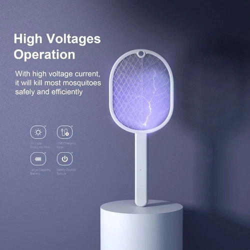 USB Rechargeable Electric Fly Swatter Mosquito Zapper Bug Insect Killer Racket