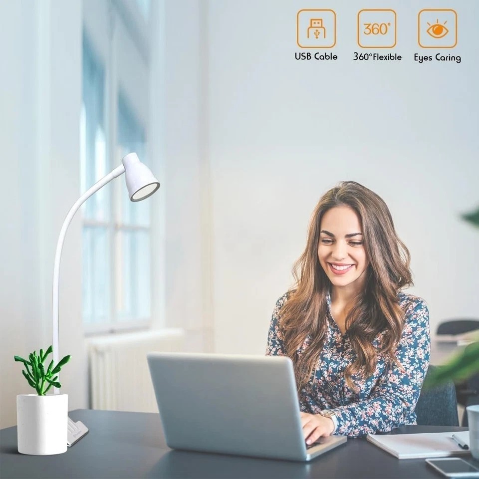 LED Desk Lamp Adjustable Swing Arm Lamp with Clamp Eye-Caring Reading Desk Light