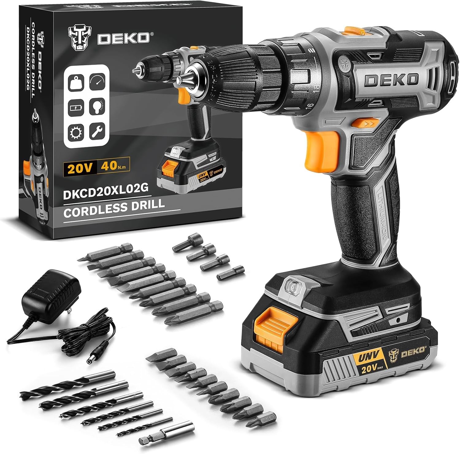 Power Drill Cordless: Cordless Drill 20V Electric Power Drills Set Tool Drill…
