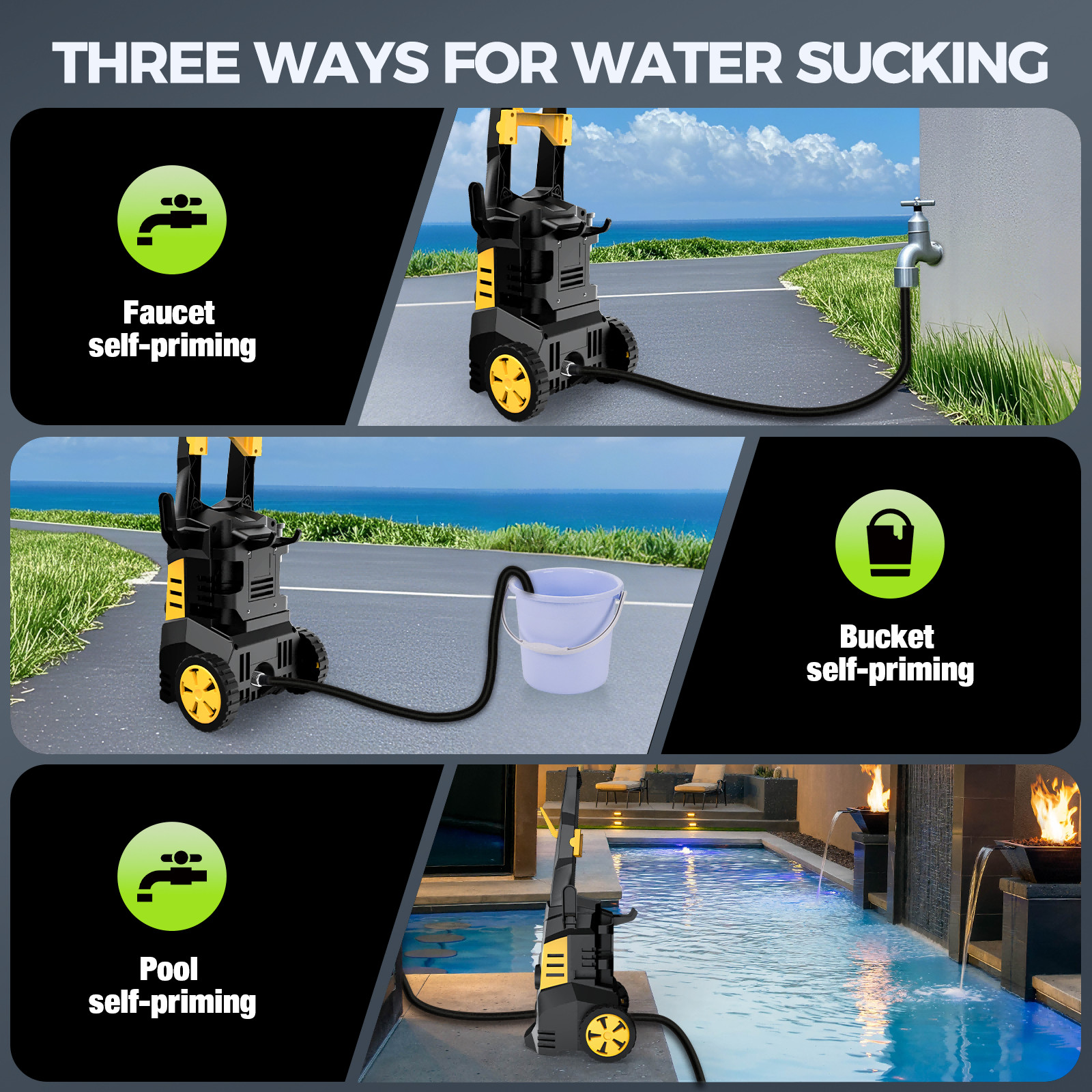 Electric Pressure Washer 5000PSI Max 3.0GPM Portable Power Washer 4 Quick Nozzle