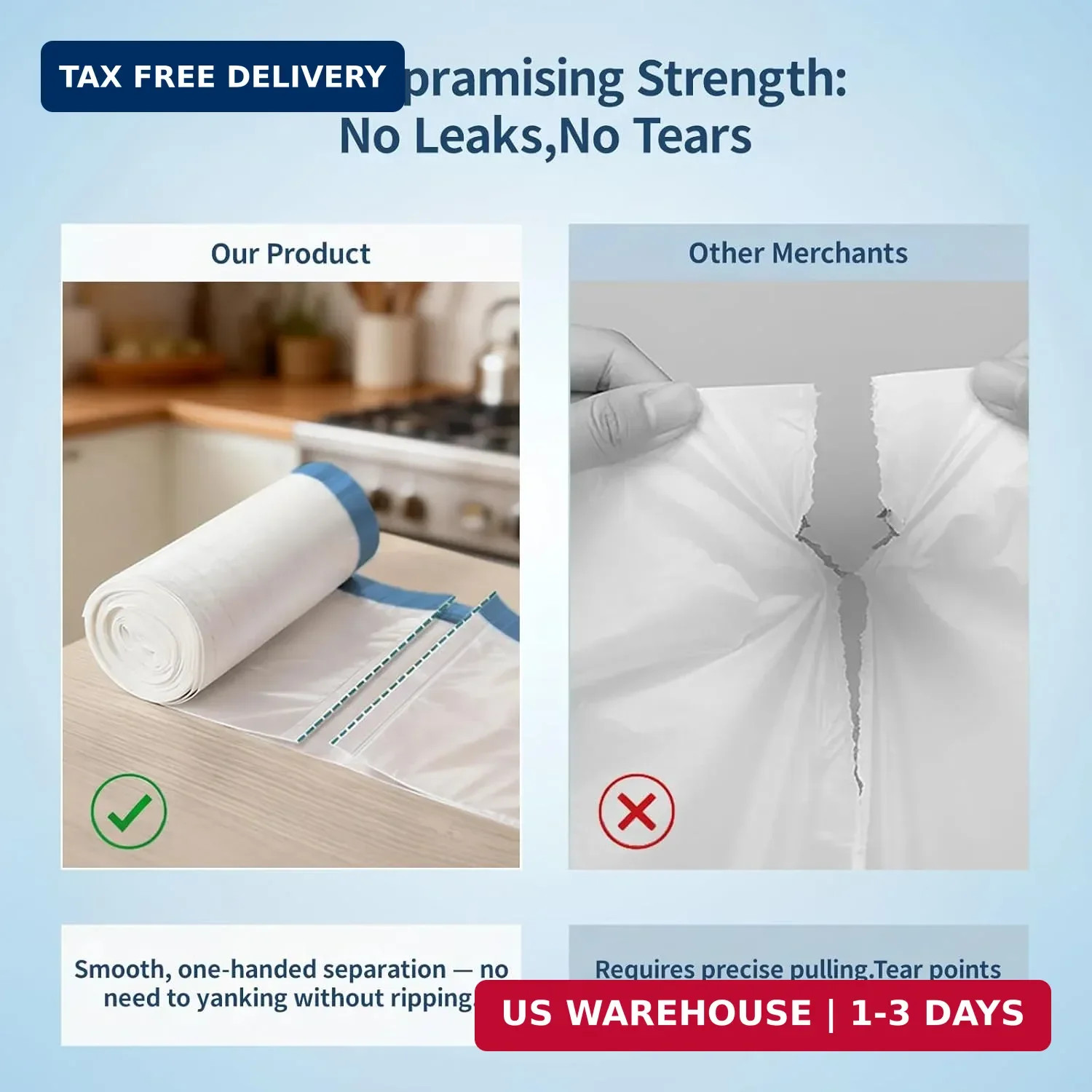 Small Trash Bags 5 Gallon Drawstring,1.1 Mil,Unscented,150 Count | Leakproof,Str