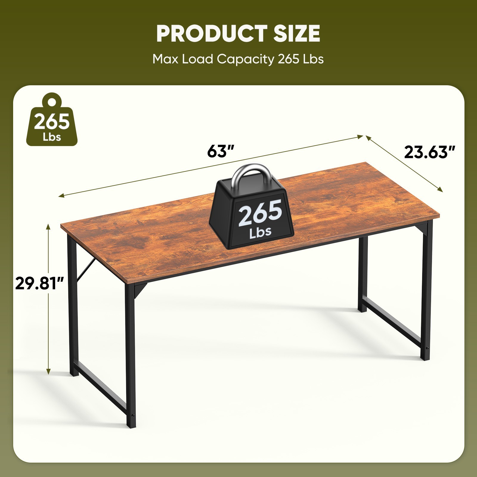 Home Office Computer Desk with Storage Bag and Hook – 40/47/55/63inch Sizes