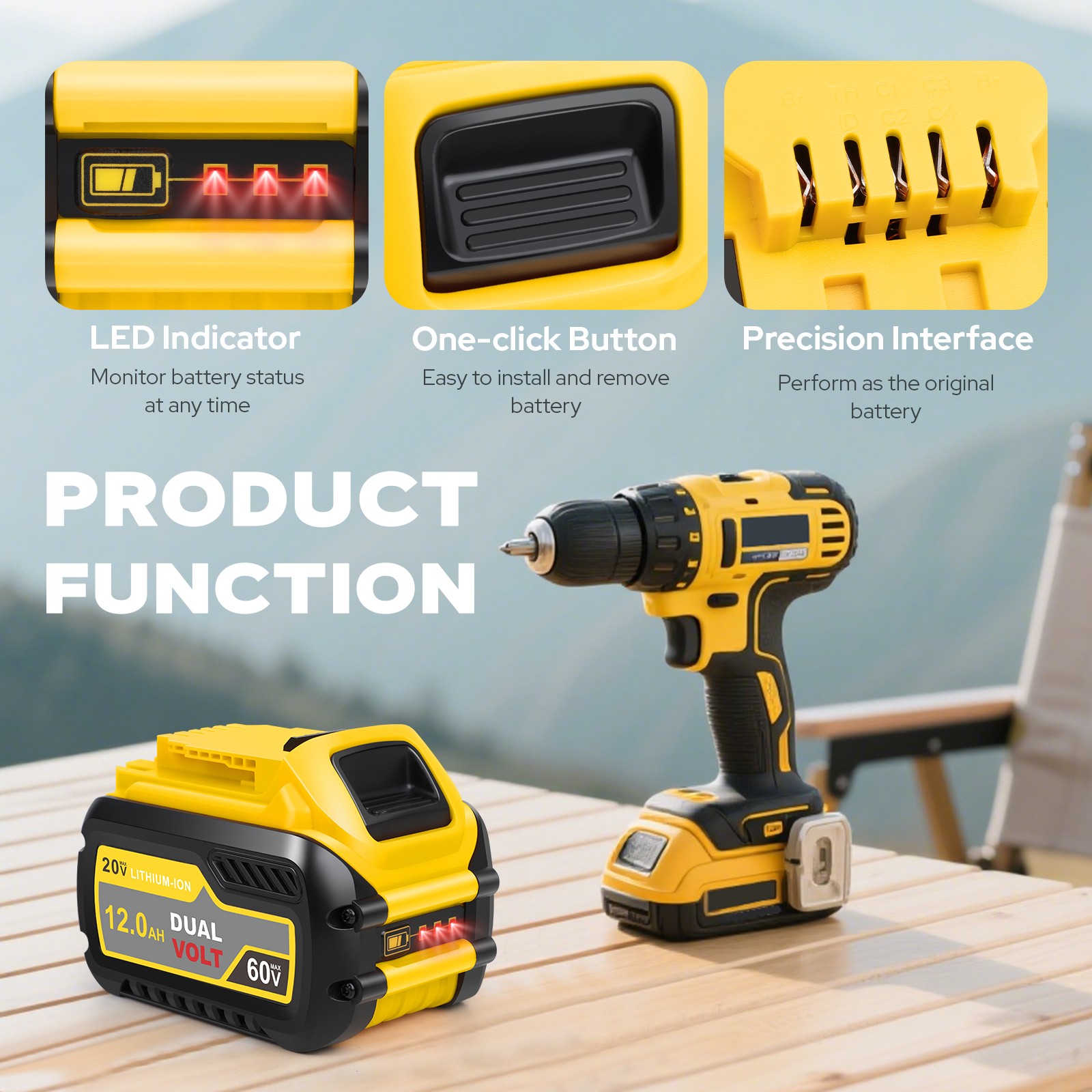 12Ah Battery For DeWalt FLEXVOLT 20V 60V Max DCB206 DCB204 DCB609 DCB606 DCB612