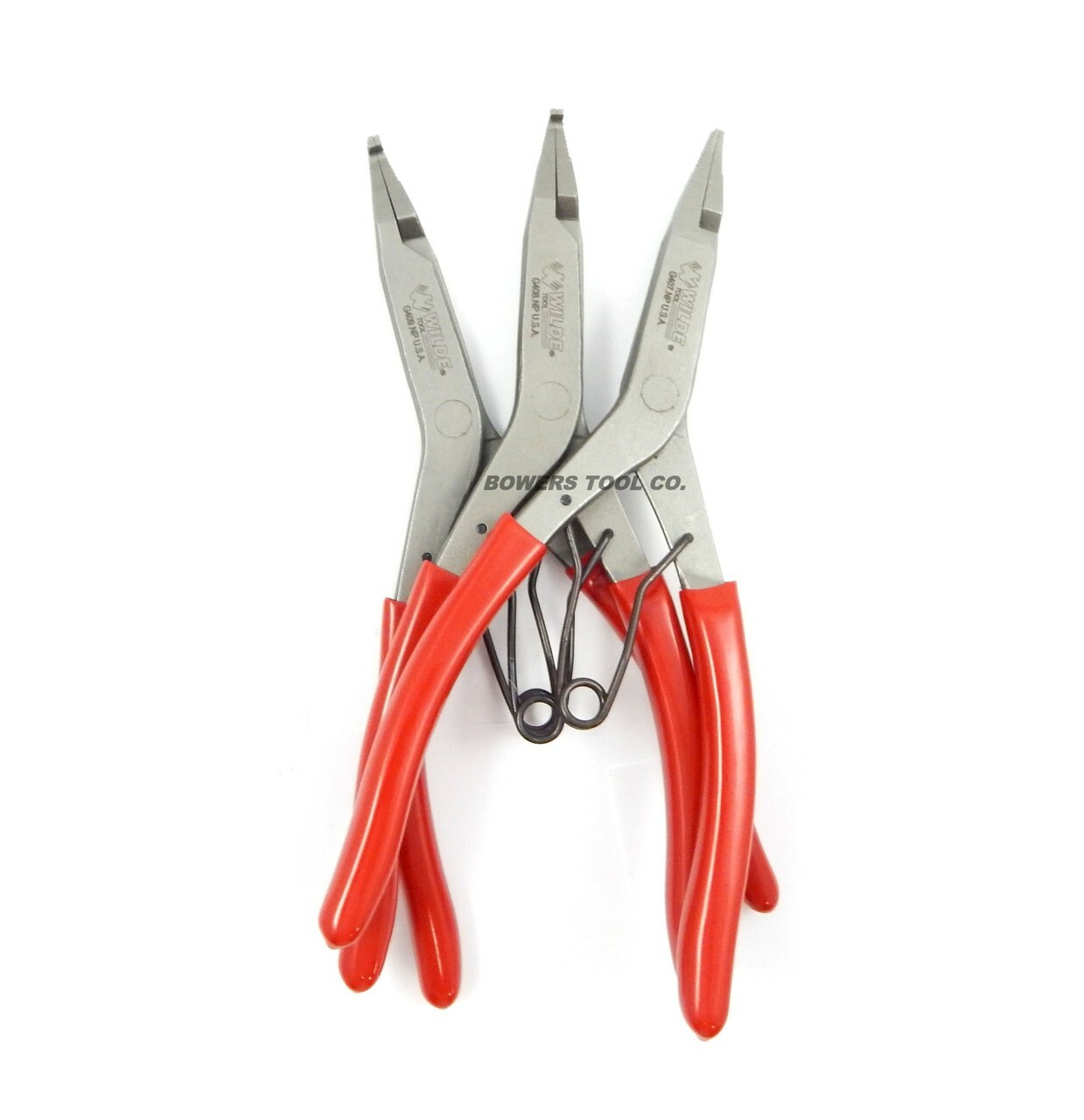 Wilde Lock Ring Pliers Set 3pc Straight Right Angle Thin Bent Curved 9″ USA Made