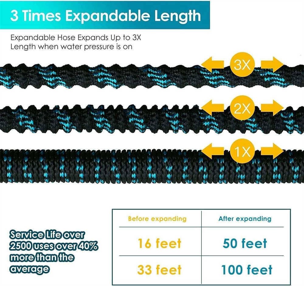 Outdoor Expandable Flexible Garden Water Hose Magic Pipe 25/50/75/100/150ft