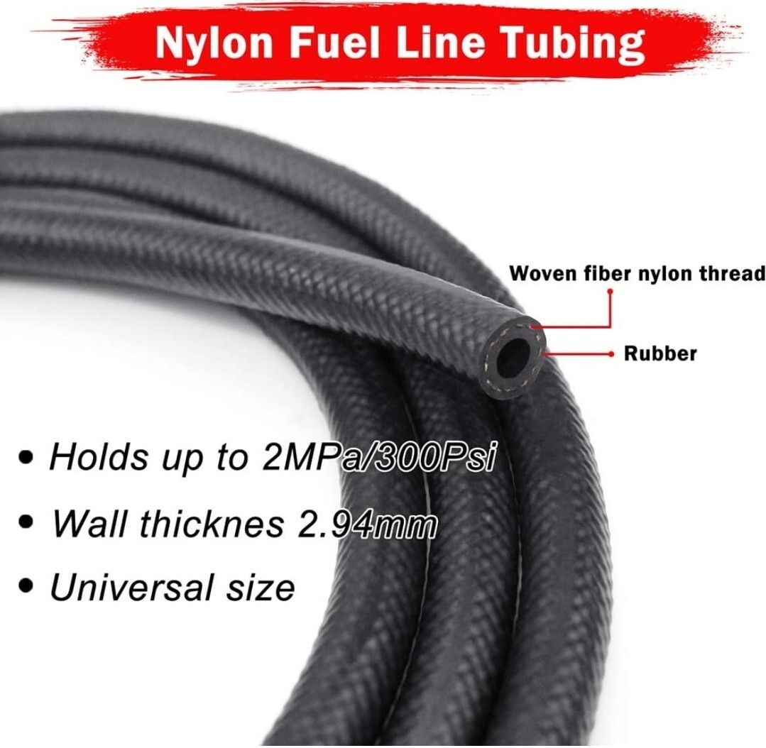 1/4″ Inch ID Fuel Line Set – 2 Meter / 6-Foot ¼ Inch Fuel Line + 2 Pcs 1/4 In…