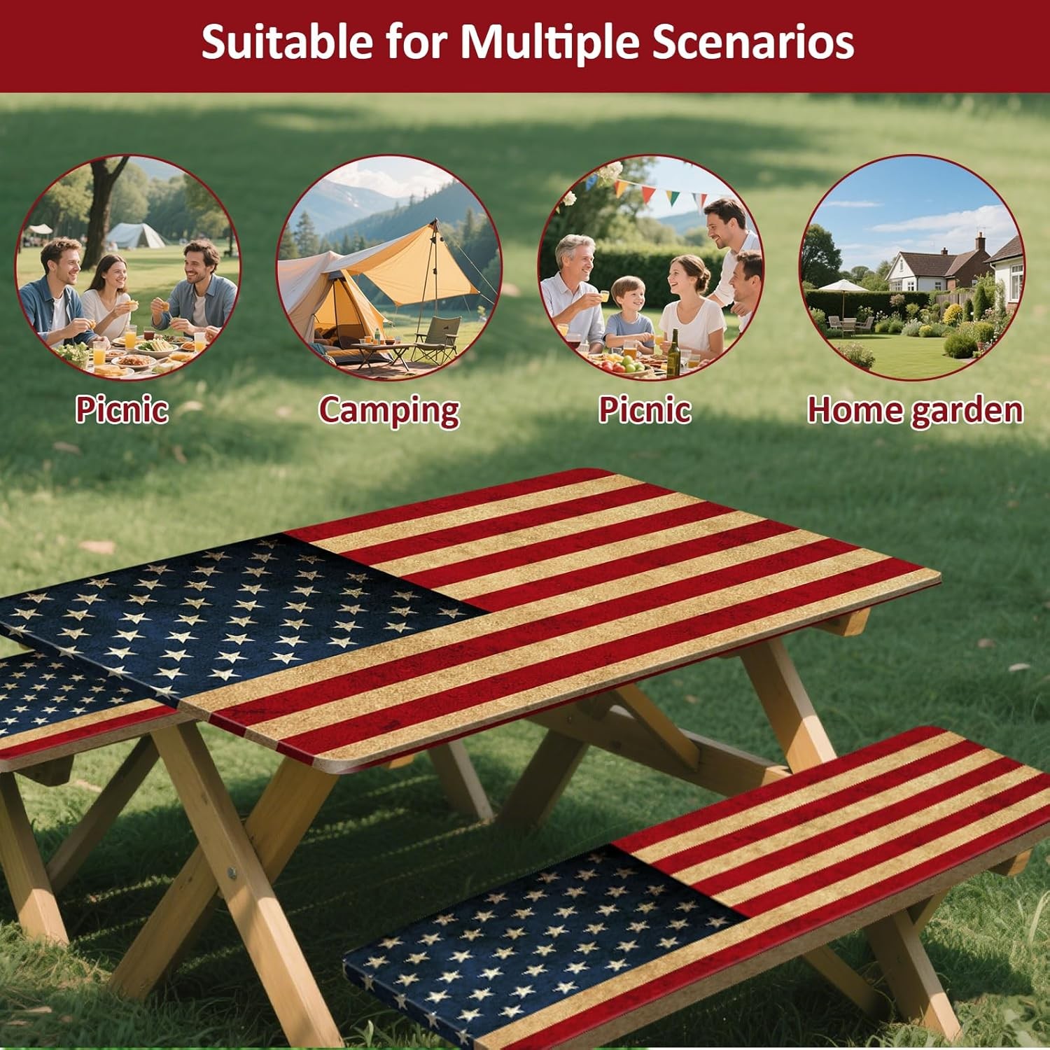Picnic Table Cover with Bench Covers 6FT 3PCS Camping Essentials Waterproof 72″