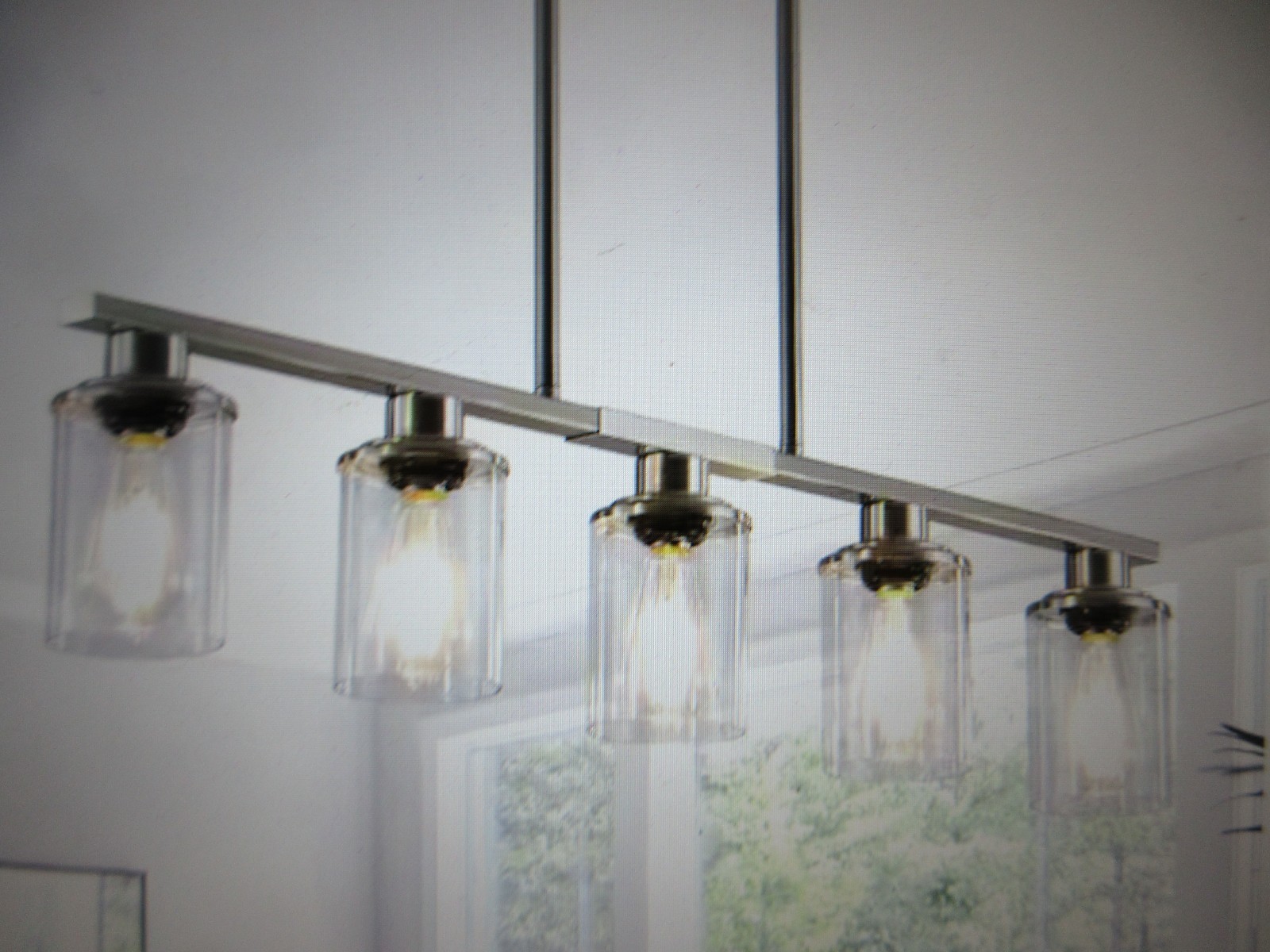 MENCOLULU 37 in. 5 Lights Modern Industrial Brushed Nickel Chandelier w Shades
