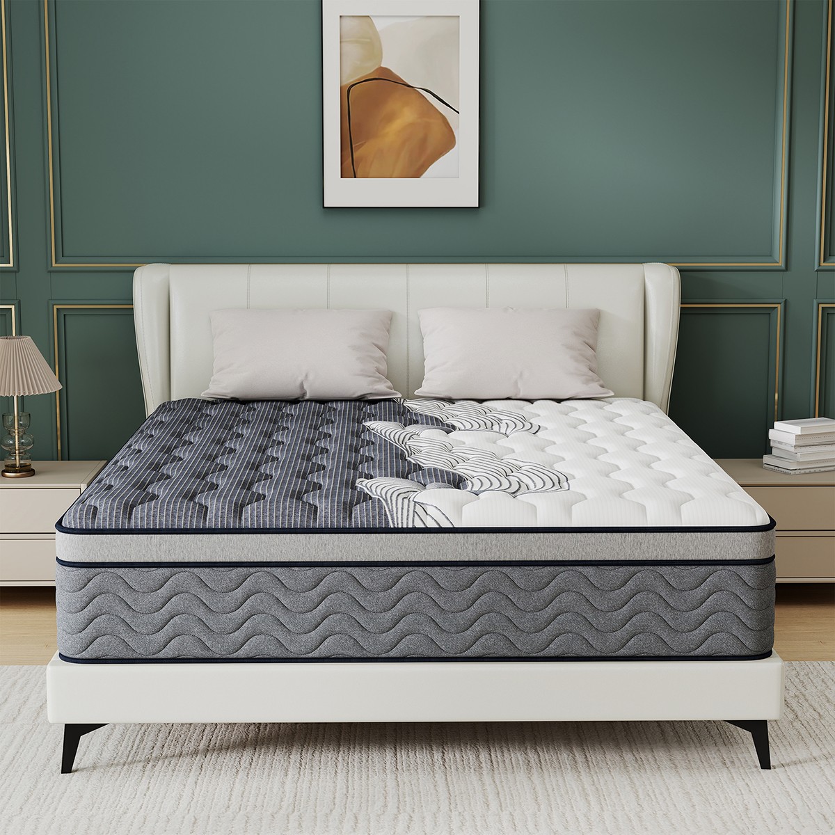 12″ Dual Firm Soft Hybrid Mattress Memory Foam Spring Full Queen King in a Box
