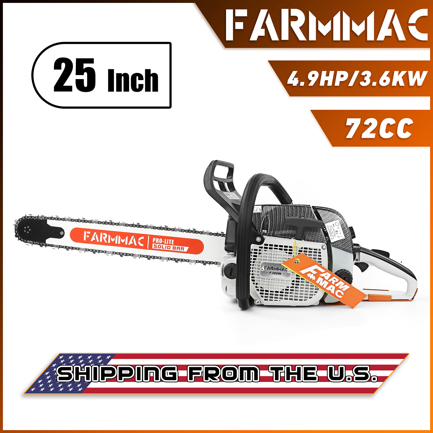 72cc Chainsaw Gas Power with 25” Bar and Chain Compatible with MS381 MS380 038