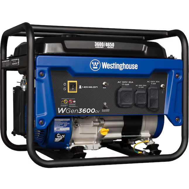 Westinghouse WGen3600cv Recoil Start 4650 / 3600 -Watt Gasoline Single fuel Port