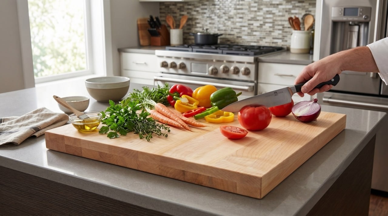 24 in. x 24 in. x 1.5 in. Solid Maple Butcher Block Countertop