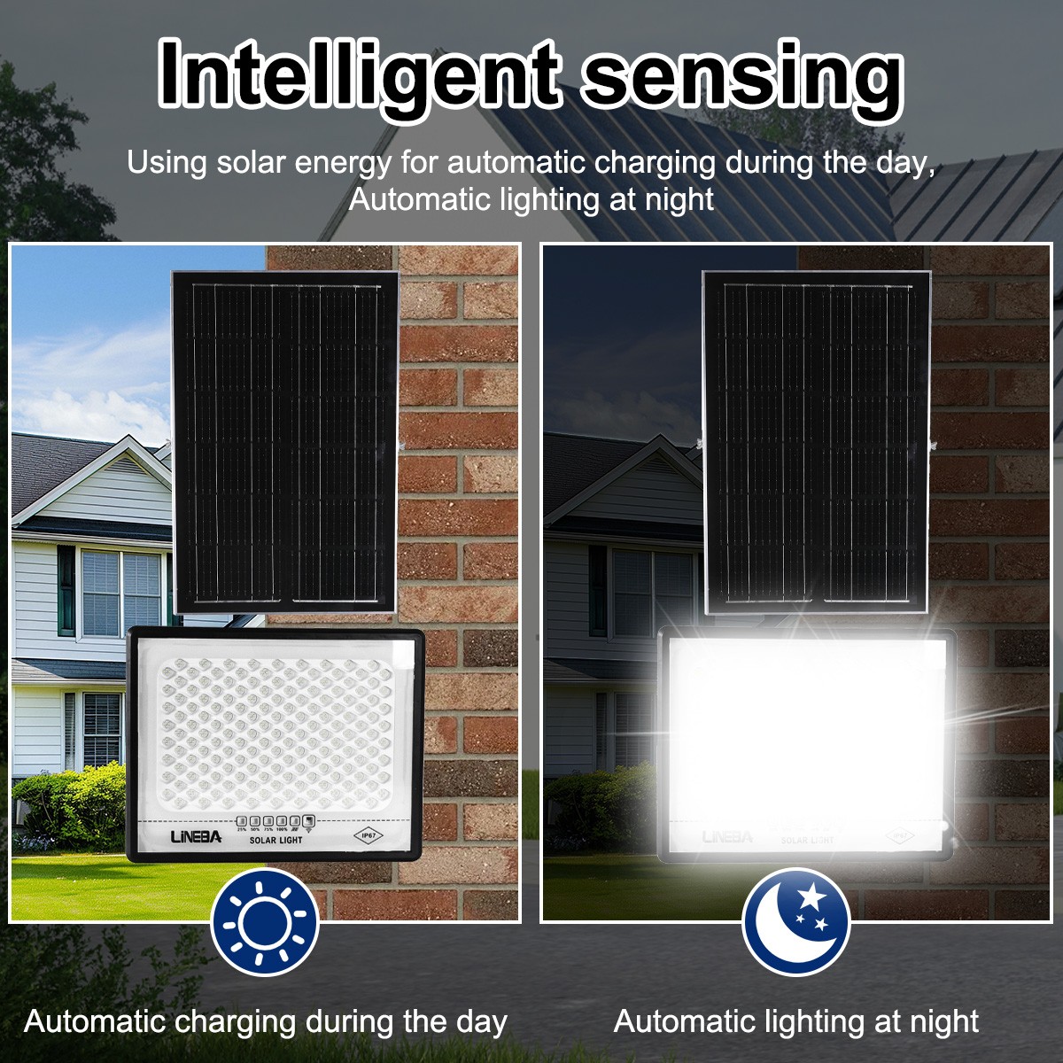 2000W LED Solar Flood Lights Outdoor Street Light Dusk to Dawn Flood Wall Lamp