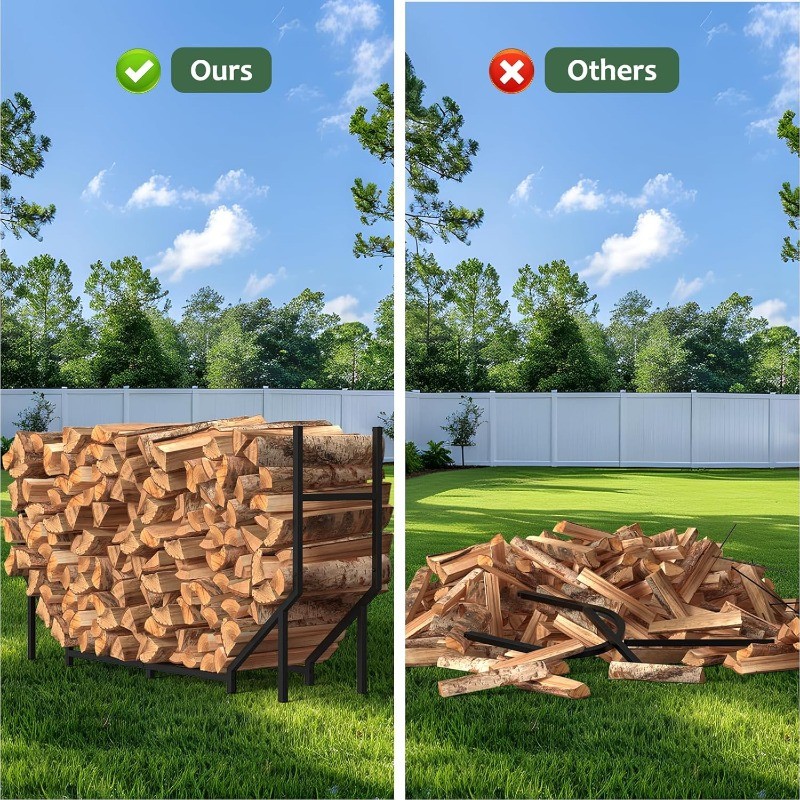 4.6FT Metal Log Holder for Fireplace Heavy Duty Firewood Rack for Indoor Outdoor