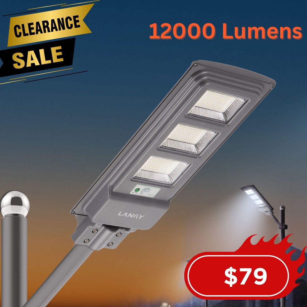 LANGY 60W 90W 120W 200W Solar LED Street Light Outdoor,Solar Parking lots light