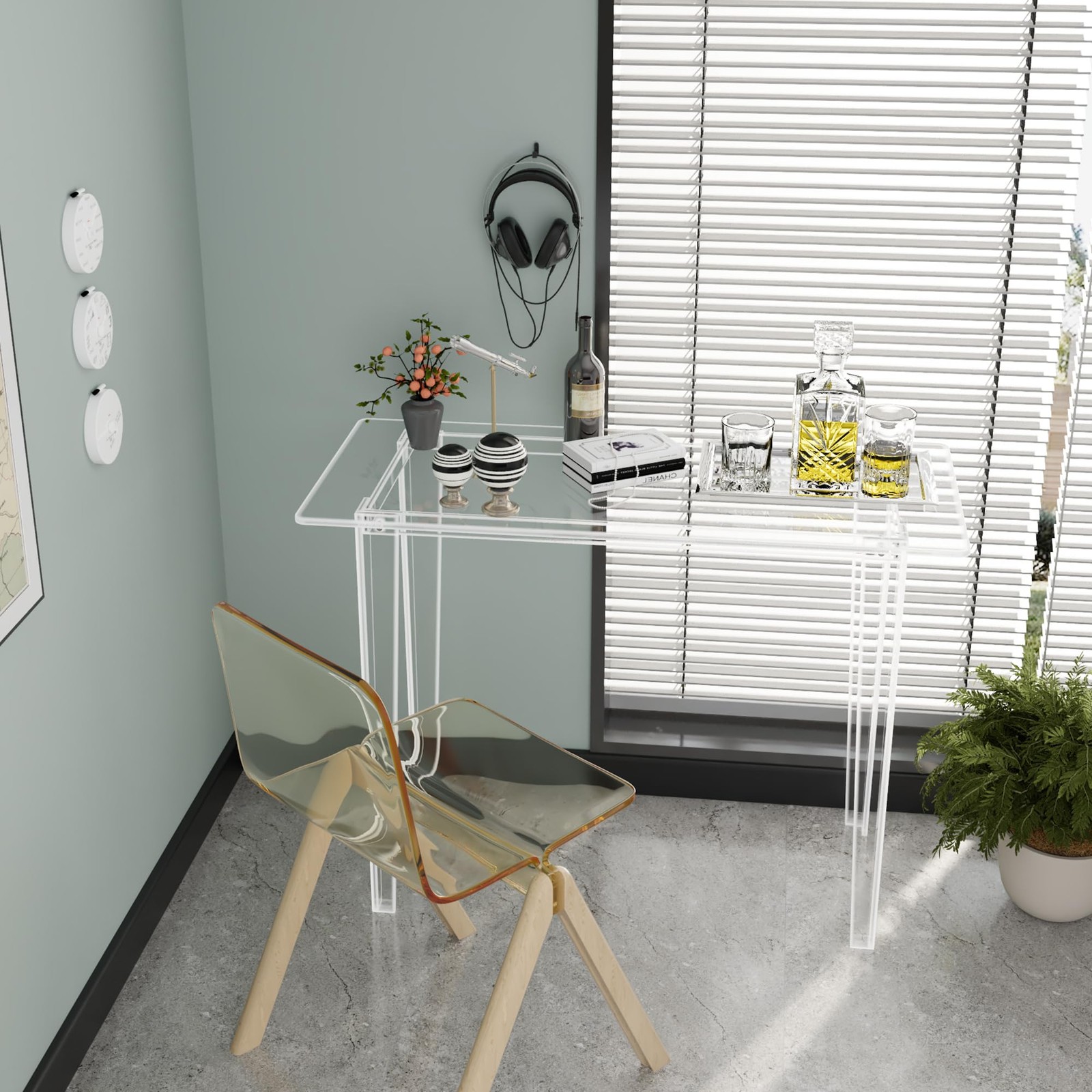 Acrylic Desk, Acrylic Table & Clear Desk – Modern Home Office Study Table, Ex…