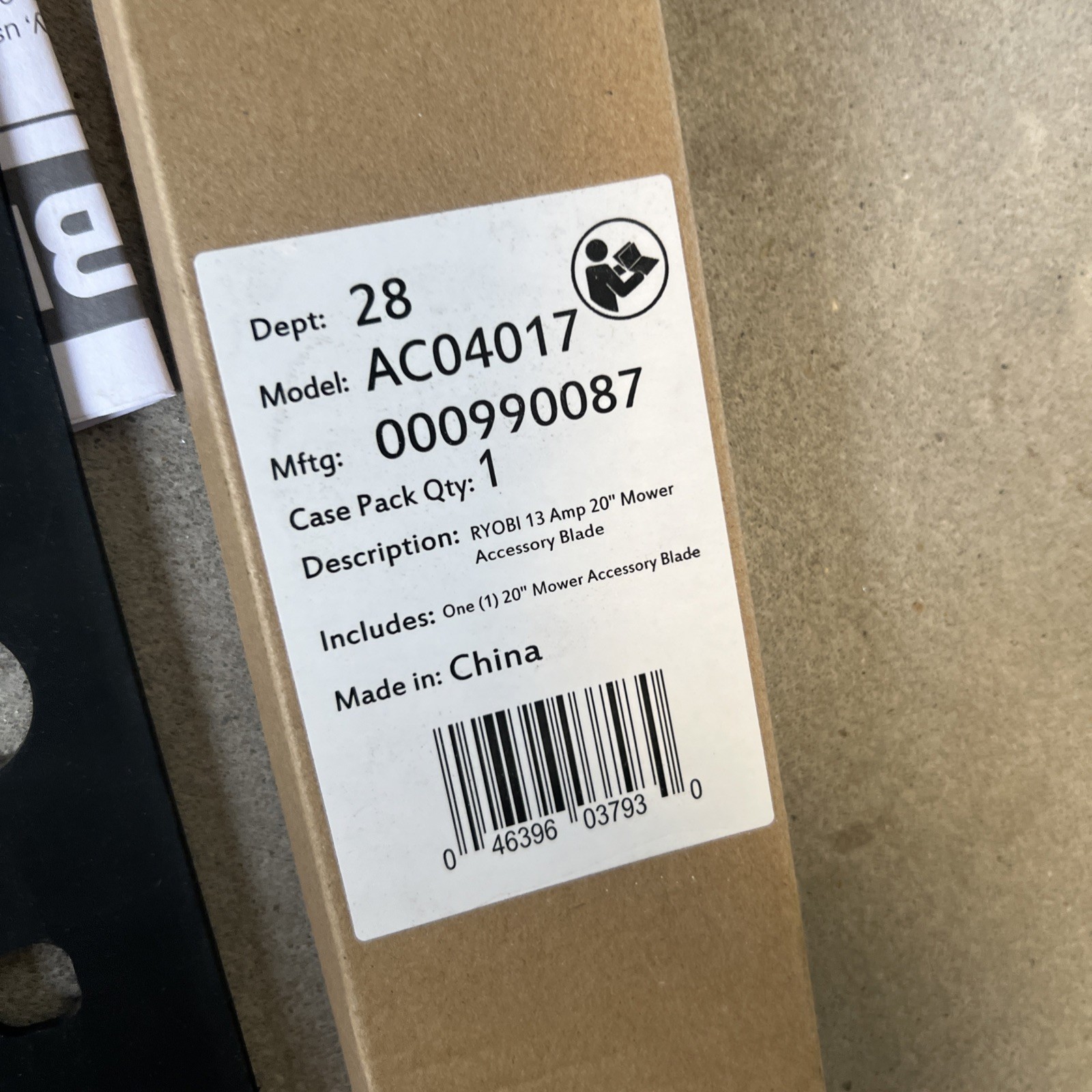 Genuine RYOBI 20 in. Replacement Blade for 20 in. Electric Lawn Mower AC04017