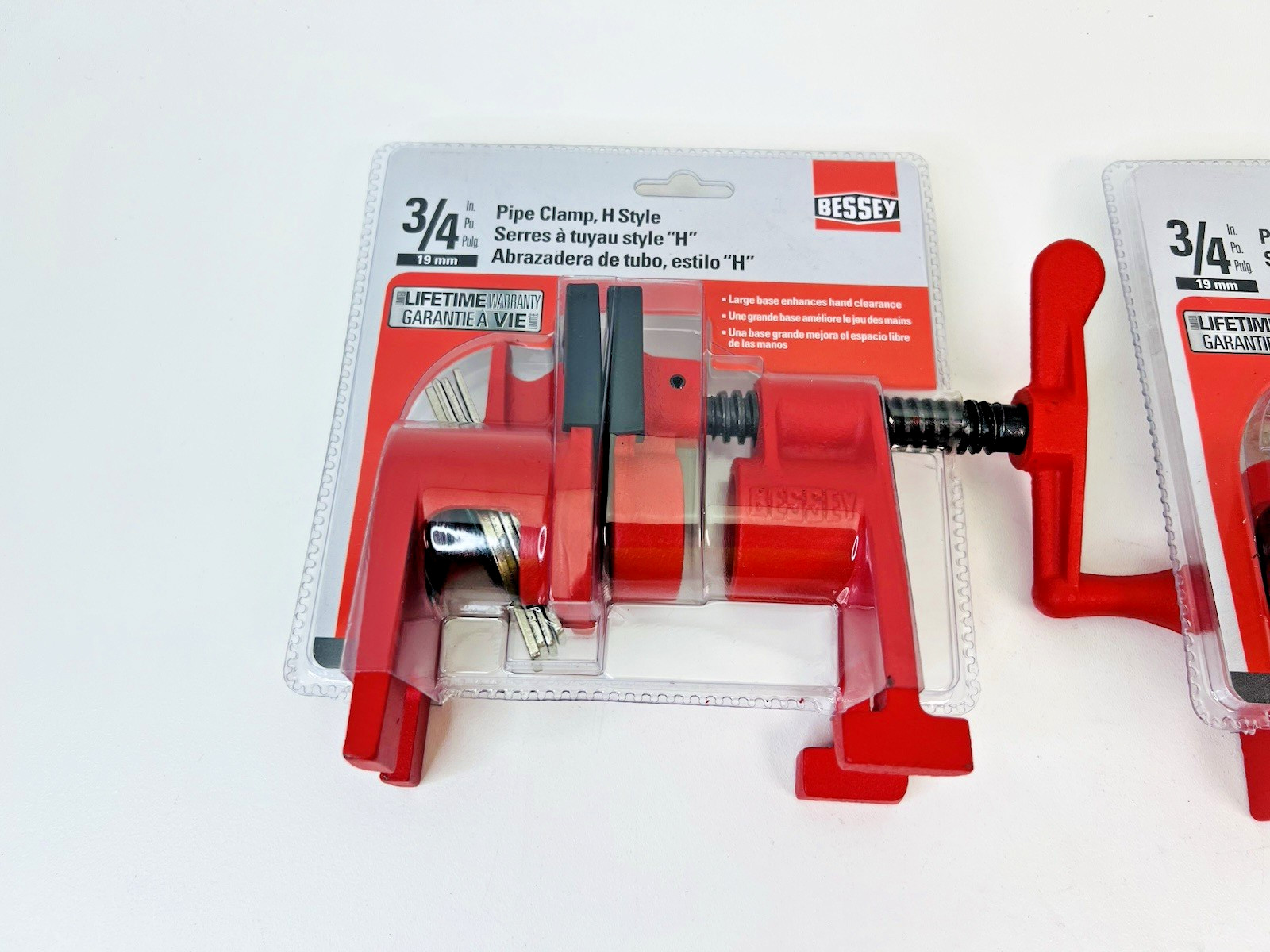 Lot of 2 Bessey BPC-H34 3/4-Inch H Style Pipe Clamp Red 19C750
