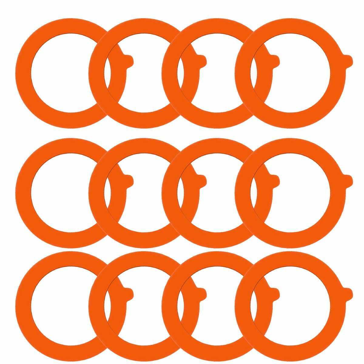 12 Pack Silicone Gasket Airtight Rubber Seals Rings For Mason Jar Lids Orange