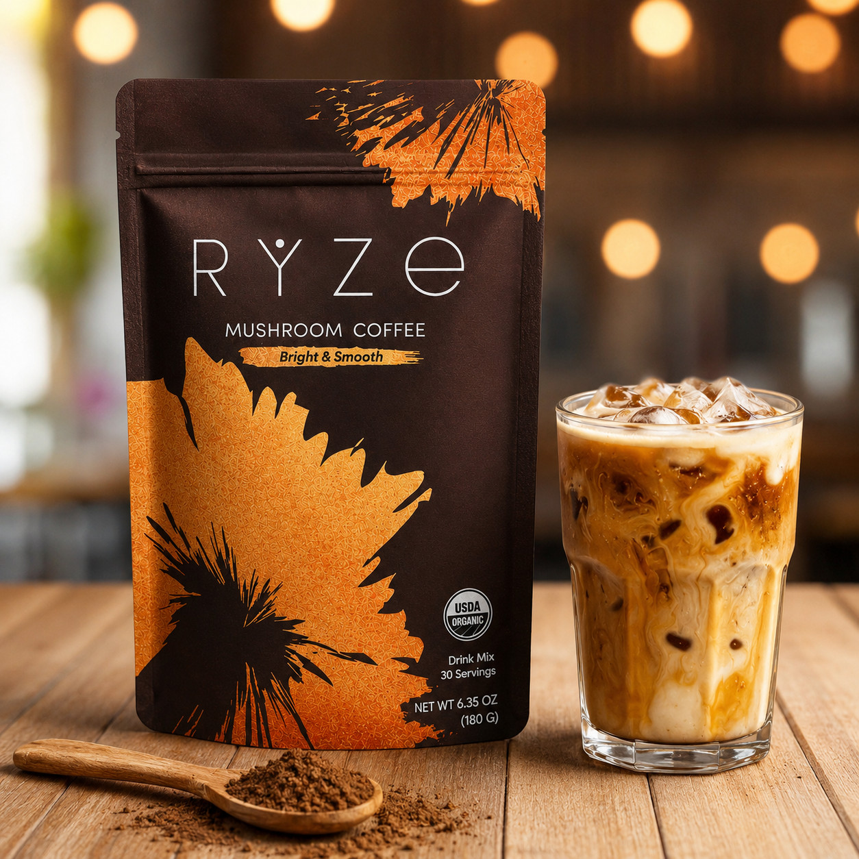 Organic Ryze Mushroom Coffee Bright and Smooth Gut Health Supplement 30 Servings