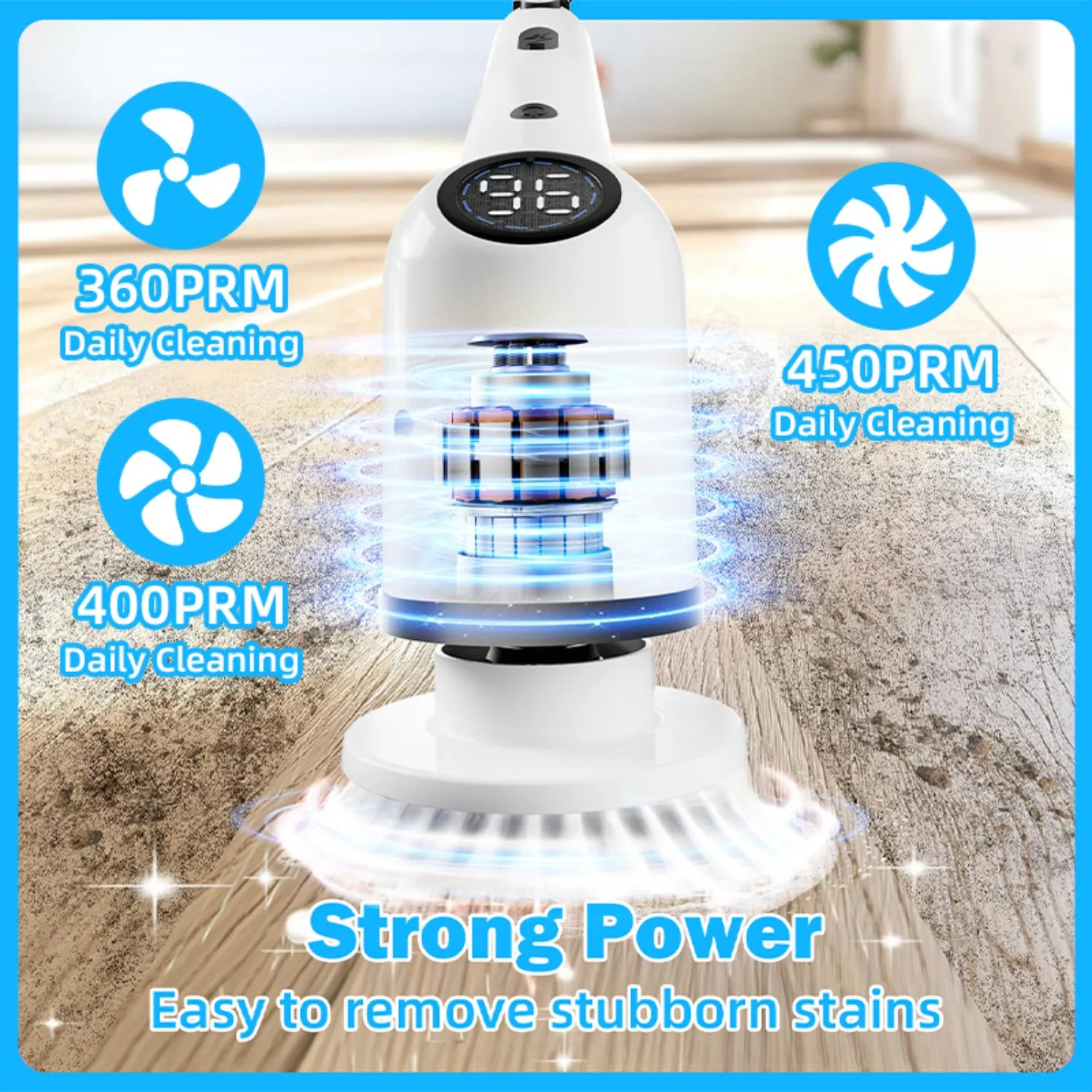 Cordless Electric Spin Cleaning Brush with 8 Brush Heads, 1300mAh Battery & 3 Sp