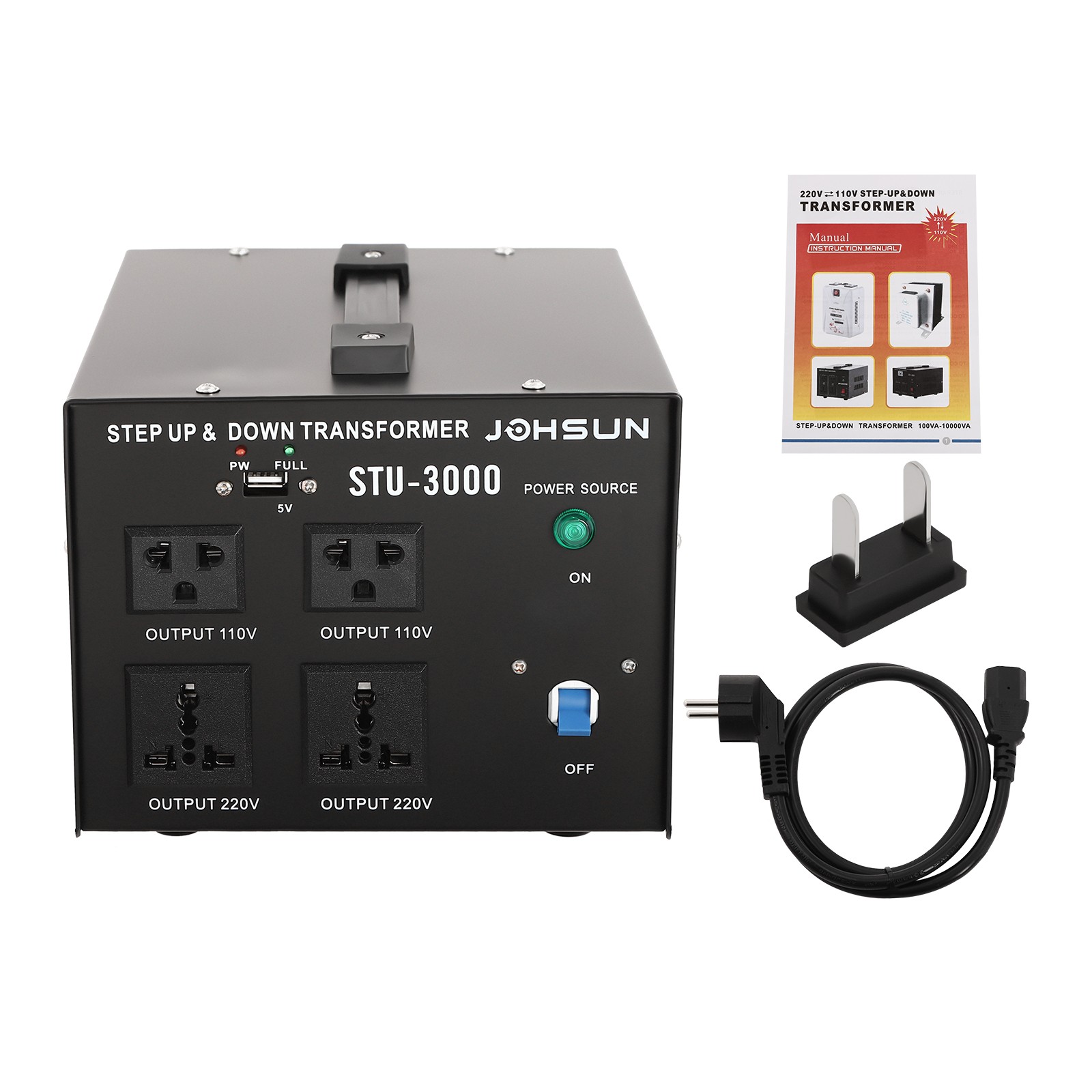 3000 Watt Voltage Converter Power Transformer Heavy Duty Step Up/Down 110V- 220V